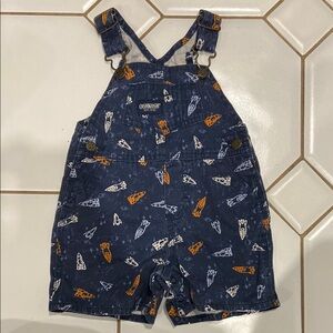 OshKosh B'gosh Navy Rocket Print Cotton Baby Overalls Size 3-6 months